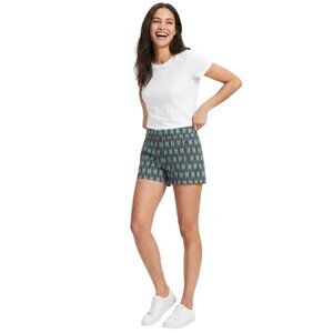 2 for $20 Gap Flat Front Zipper Shorts Pockets Black and Aqua Blue Green Print